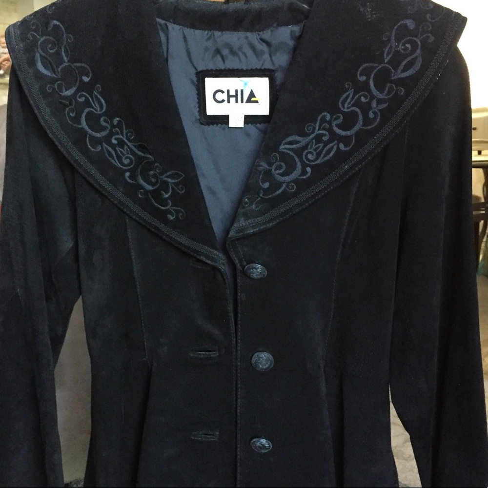 Suede jacket with peplum